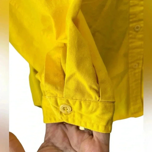 True vintage Logo Mens button down 1980's FORENZA neon yellow OXFORD-M - Picture 4 of 8